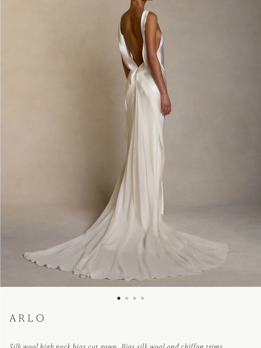 ARLO Ivory Silk Open-Back Bridal Gown
